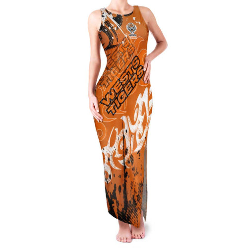 Personalized Wests Tigers Rugby Family Matching Tank Maxi Dress and Hawaiian Shirt Urban Street Graffiti Style - Distressed Splatter Elements