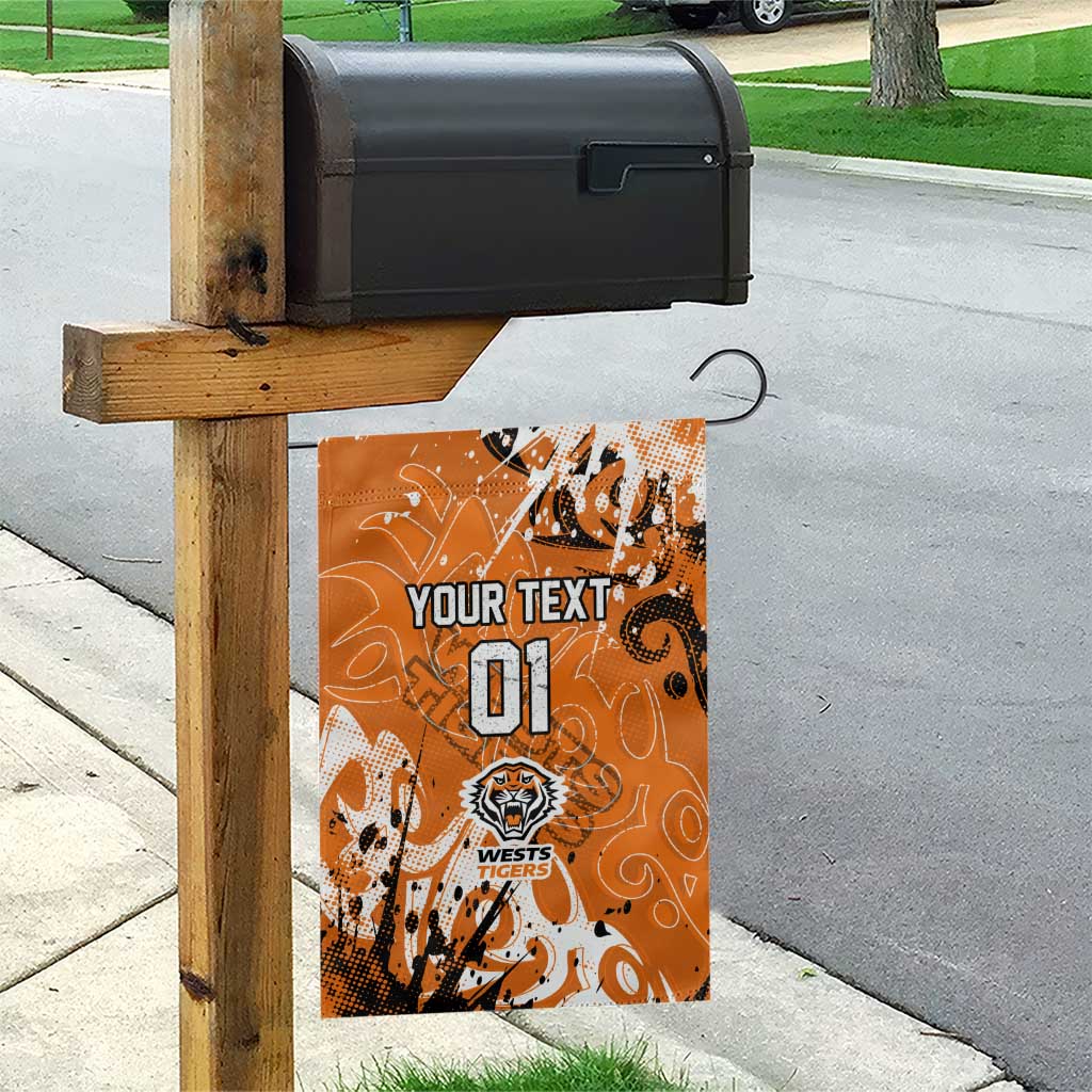 Personalized Wests Tigers Rugby Garden Flag Urban Street Graffiti Style - Distressed Splatter Elements