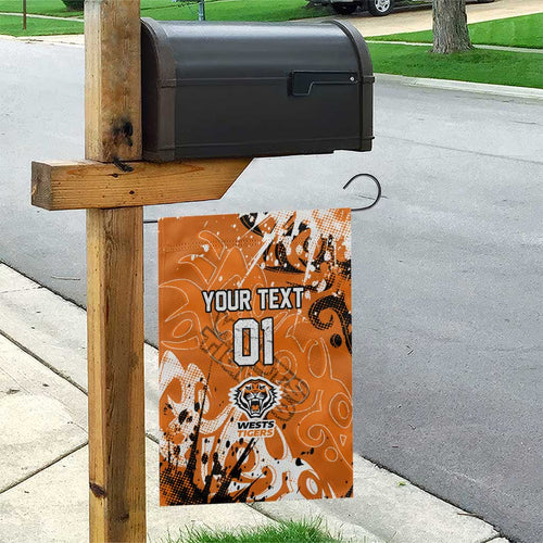 Personalized Wests Tigers Rugby Garden Flag Urban Street Graffiti Style - Distressed Splatter Elements