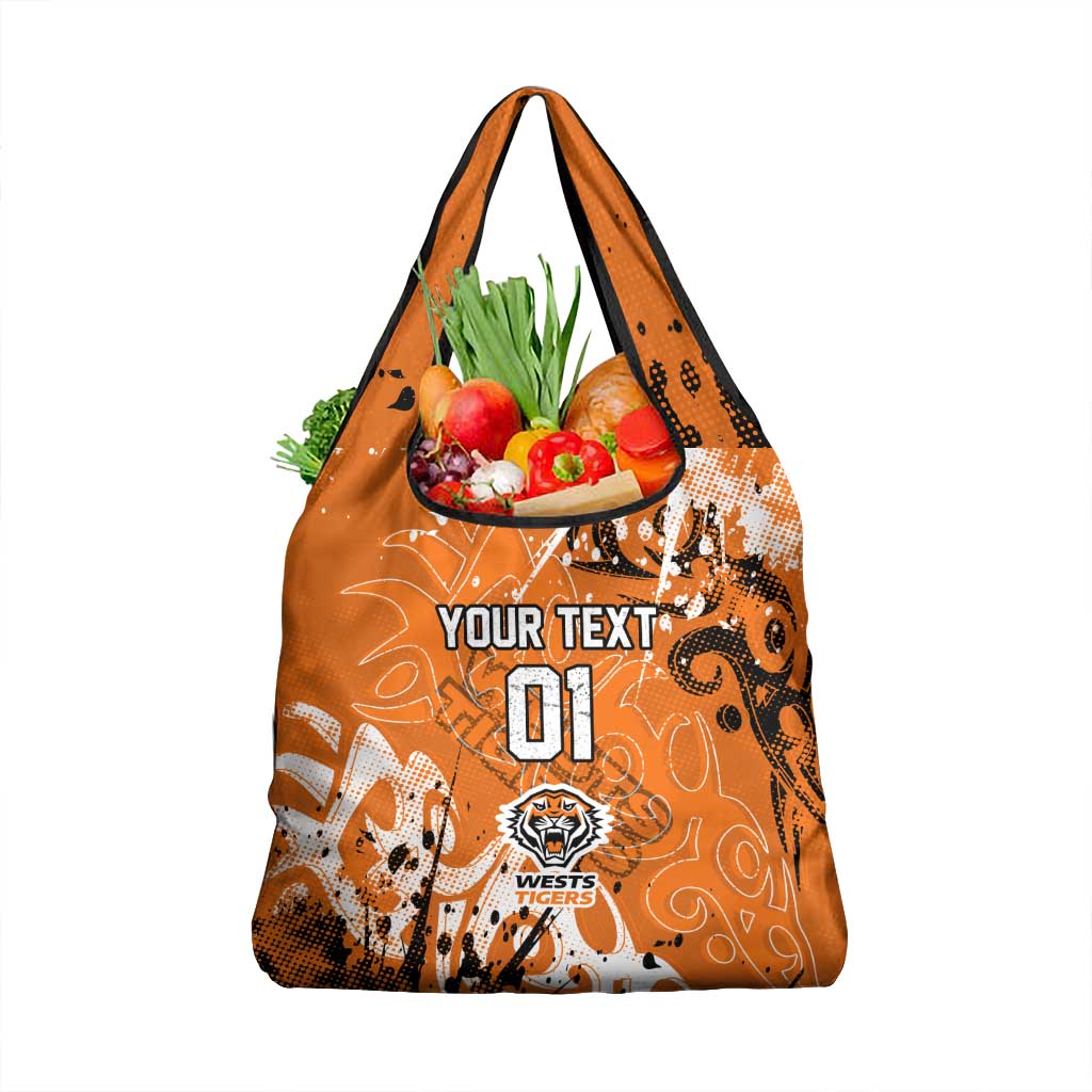 Personalized Wests Tigers Rugby Grocery Bag Urban Street Graffiti Style - Distressed Splatter Elements