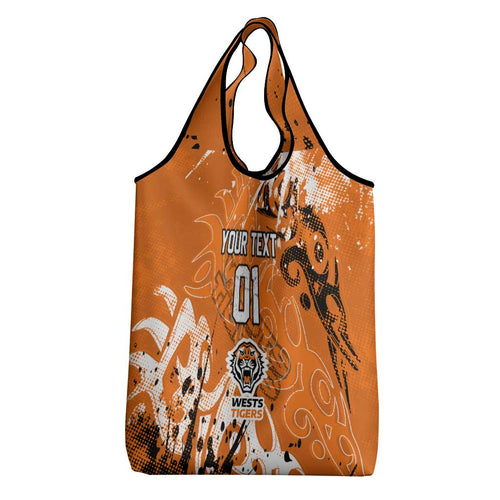 Personalized Wests Tigers Rugby Grocery Bag Urban Street Graffiti Style - Distressed Splatter Elements