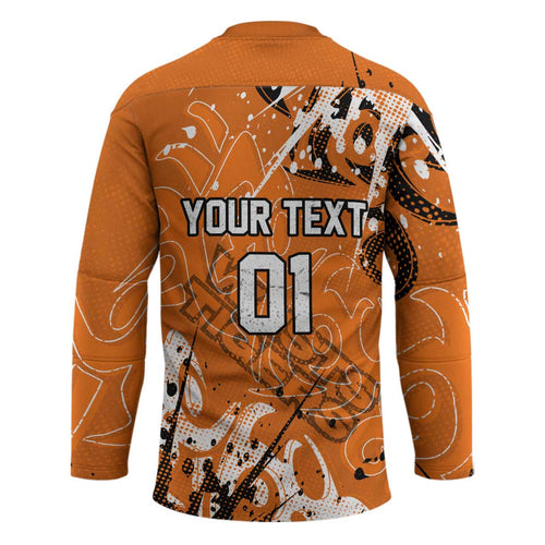 Personalized Wests Tigers Rugby Hockey Jersey Urban Street Graffiti Style - Distressed Splatter Elements
