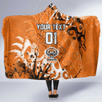 Personalized Wests Tigers Rugby Hooded Blanket Urban Street Graffiti Style - Distressed Splatter Elements