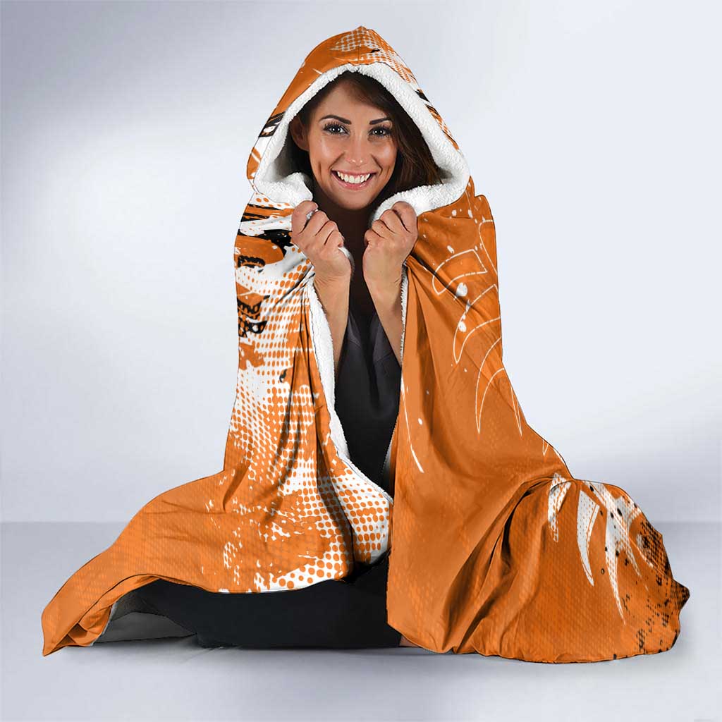 Personalized Wests Tigers Rugby Hooded Blanket Urban Street Graffiti Style - Distressed Splatter Elements