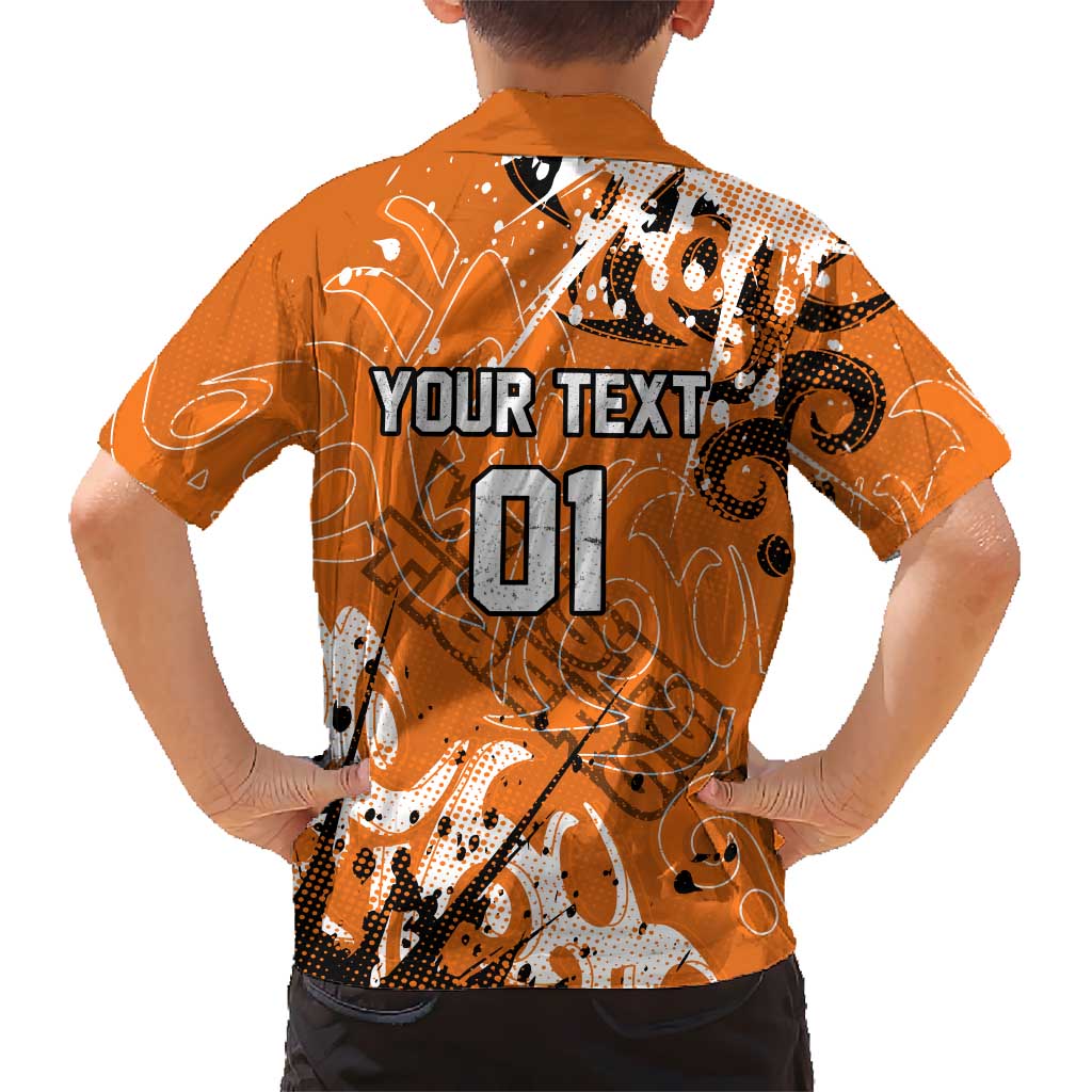 Personalized Wests Tigers Rugby Kid Hawaiian Shirt Urban Street Graffiti Style - Distressed Splatter Elements