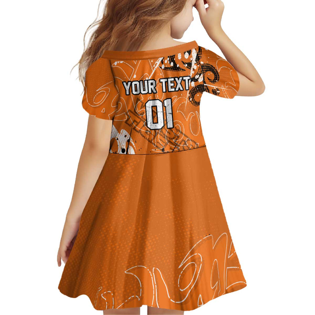 Personalized Wests Tigers Rugby Kid Short Sleeve Dress Urban Street Graffiti Style - Distressed Splatter Elements