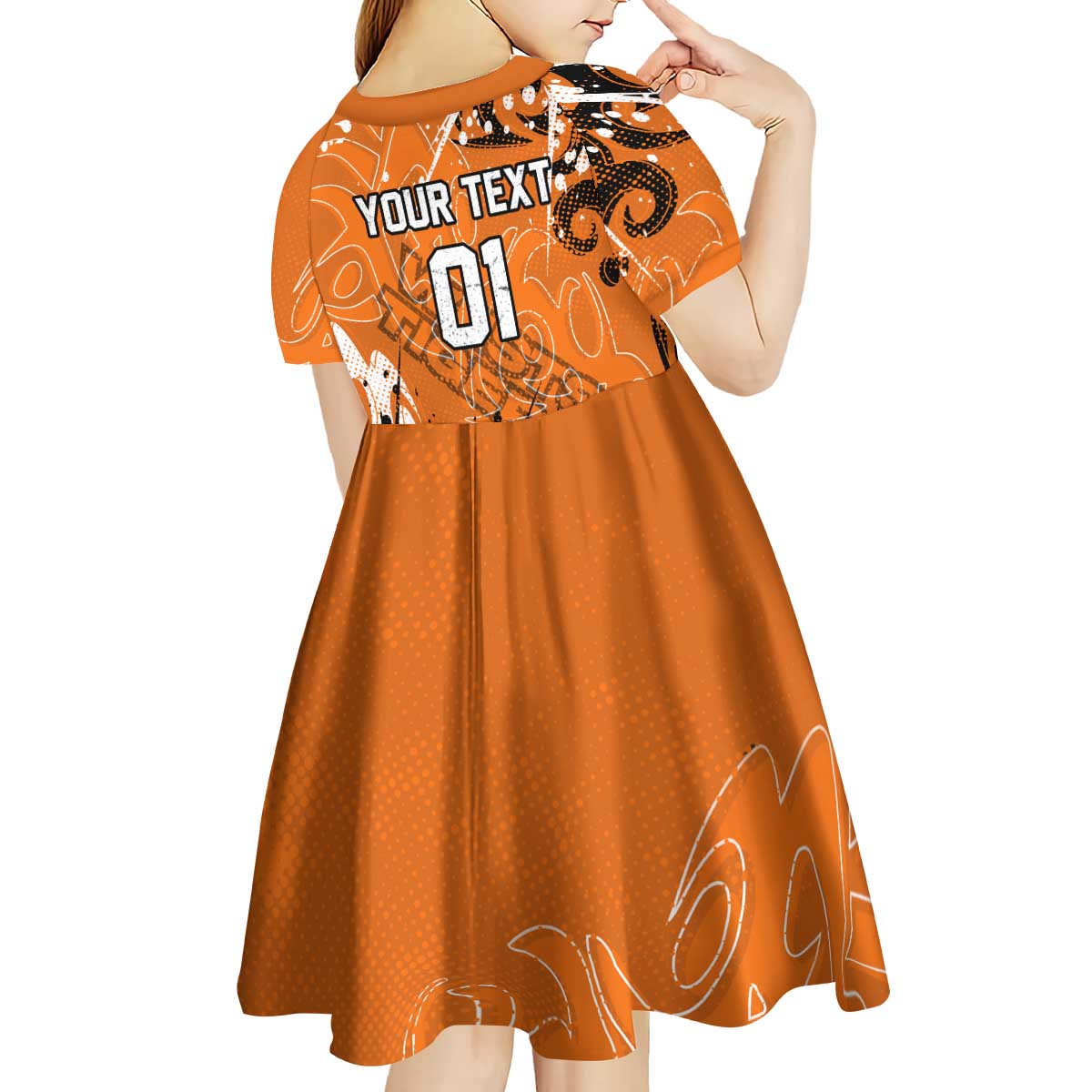 Personalized Wests Tigers Rugby Kid Short Sleeve Dress Urban Street Graffiti Style - Distressed Splatter Elements