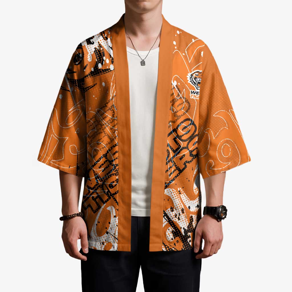 Personalized Wests Tigers Rugby Kimono Urban Street Graffiti Style - Distressed Splatter Elements
