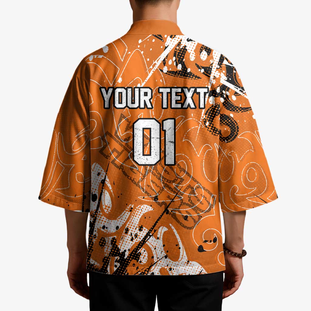 Personalized Wests Tigers Rugby Kimono Urban Street Graffiti Style - Distressed Splatter Elements