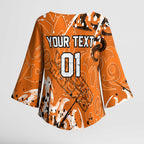 Personalized Wests Tigers Rugby Kimono Sleeve Blouse Urban Street Graffiti Style - Distressed Splatter Elements
