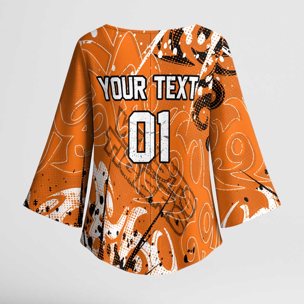 Personalized Wests Tigers Rugby Kimono Sleeve Blouse Urban Street Graffiti Style - Distressed Splatter Elements