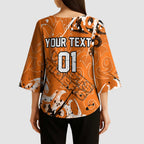Personalized Wests Tigers Rugby Kimono Sleeve Blouse Urban Street Graffiti Style - Distressed Splatter Elements