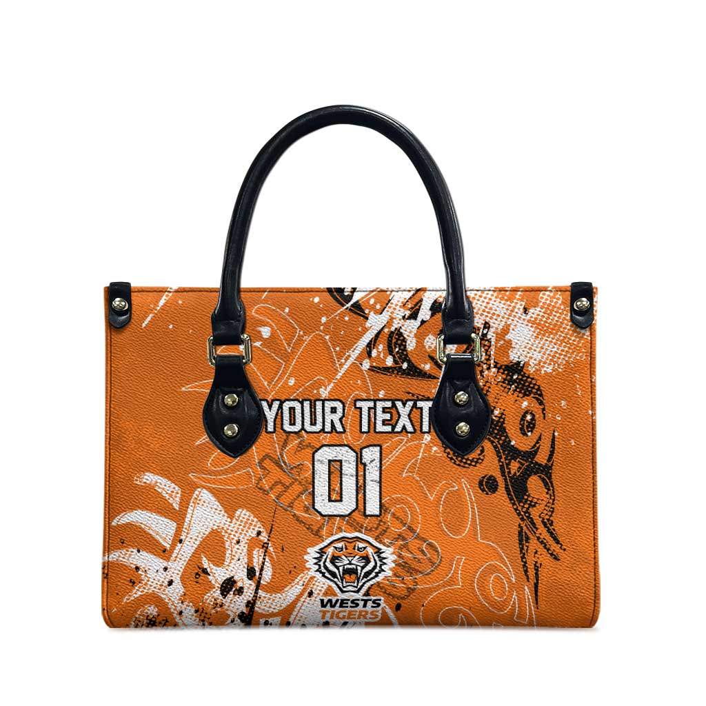 Personalized Wests Tigers Rugby Leather Bag Urban Street Graffiti Style - Distressed Splatter Elements