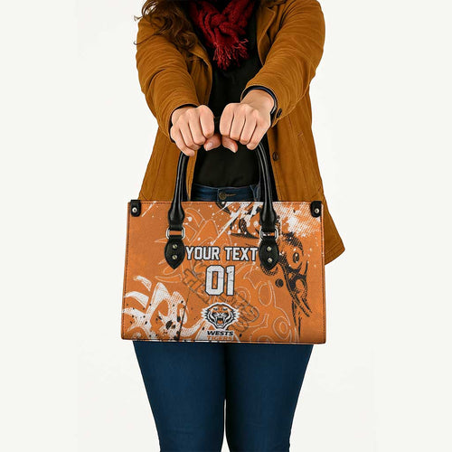 Personalized Wests Tigers Rugby Leather Bag Urban Street Graffiti Style - Distressed Splatter Elements
