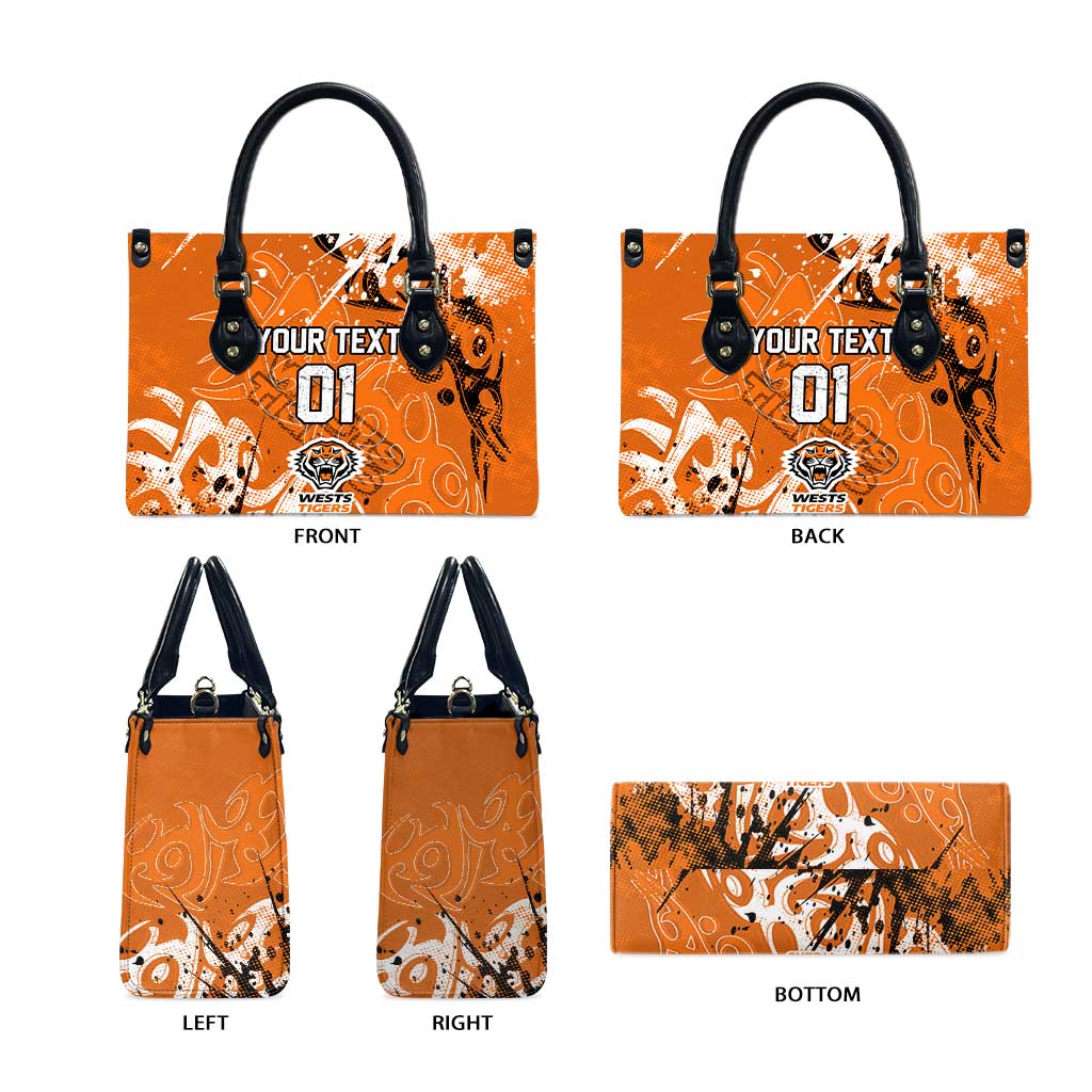 Personalized Wests Tigers Rugby Leather Bag Urban Street Graffiti Style - Distressed Splatter Elements
