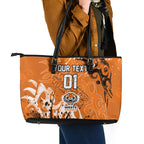 Personalized Wests Tigers Rugby Leather Tote Bag Urban Street Graffiti Style - Distressed Splatter Elements