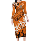 Personalized Wests Tigers Rugby Long Sleeve Bodycon Dress Urban Street Graffiti Style - Distressed Splatter Elements
