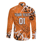 Personalized Wests Tigers Rugby Long Sleeve Button Shirt Urban Street Graffiti Style - Distressed Splatter Elements