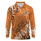 Personalized Wests Tigers Rugby Long Sleeve Polo Shirt Urban Street Graffiti Style - Distressed Splatter Elements