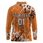 Personalized Wests Tigers Rugby Long Sleeve Polo Shirt Urban Street Graffiti Style - Distressed Splatter Elements