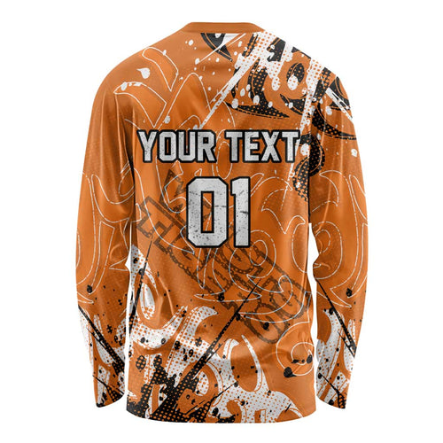 Personalized Wests Tigers Rugby Long Sleeve Shirt Urban Street Graffiti Style - Distressed Splatter Elements