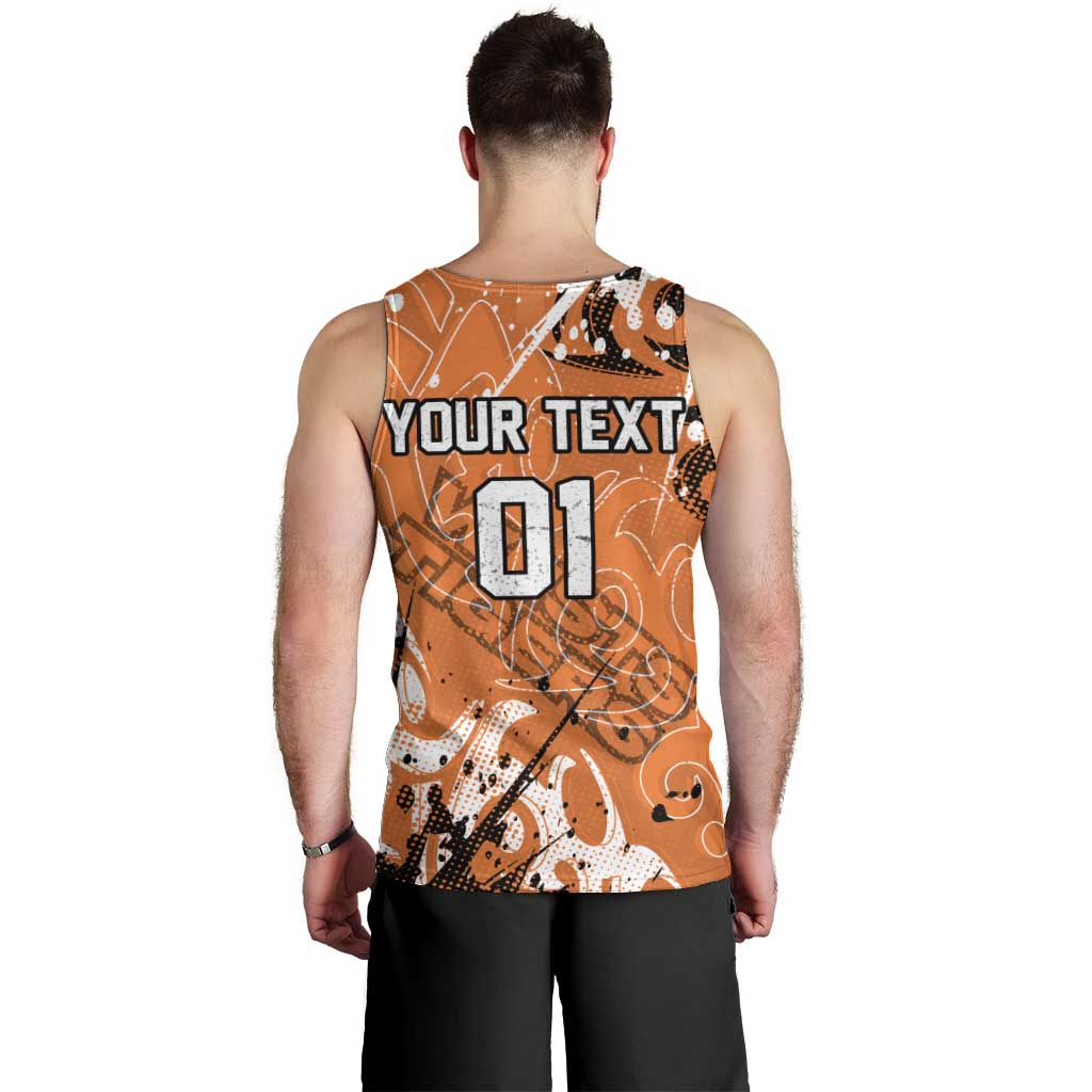 Personalized Wests Tigers Rugby Men Tank Top Urban Street Graffiti Style - Distressed Splatter Elements