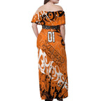 Personalized Wests Tigers Rugby Off Shoulder Maxi Dress Urban Street Graffiti Style - Distressed Splatter Elements