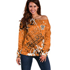 Personalized Wests Tigers Rugby Off Shoulder Sweater Urban Street Graffiti Style - Distressed Splatter Elements