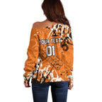 Personalized Wests Tigers Rugby Off Shoulder Sweater Urban Street Graffiti Style - Distressed Splatter Elements