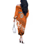 Personalized Wests Tigers Rugby Off The Shoulder Long Sleeve Dress Urban Street Graffiti Style - Distressed Splatter Elements