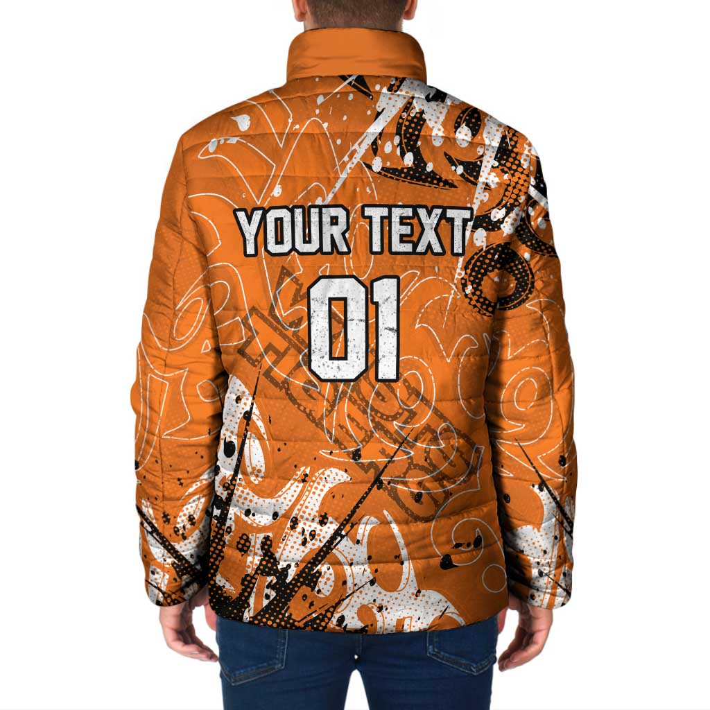 Personalized Wests Tigers Rugby Padded Jacket Urban Street Graffiti Style - Distressed Splatter Elements