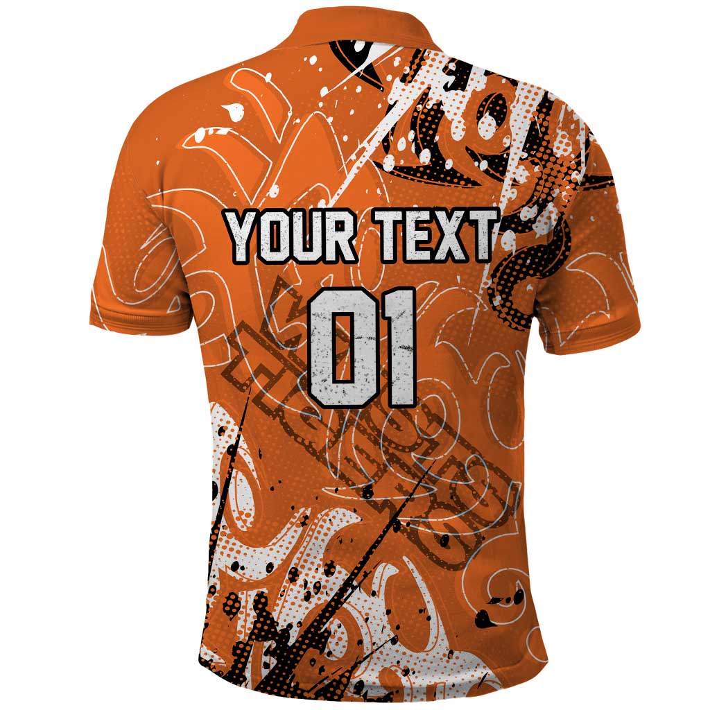 Personalized Wests Tigers Rugby Polo Shirt Urban Street Graffiti Style - Distressed Splatter Elements