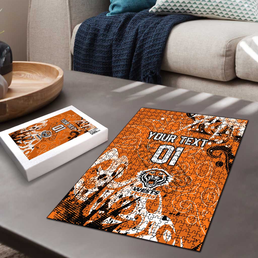 Personalized Wests Tigers Rugby Puzzle Urban Street Graffiti Style - Distressed Splatter Elements