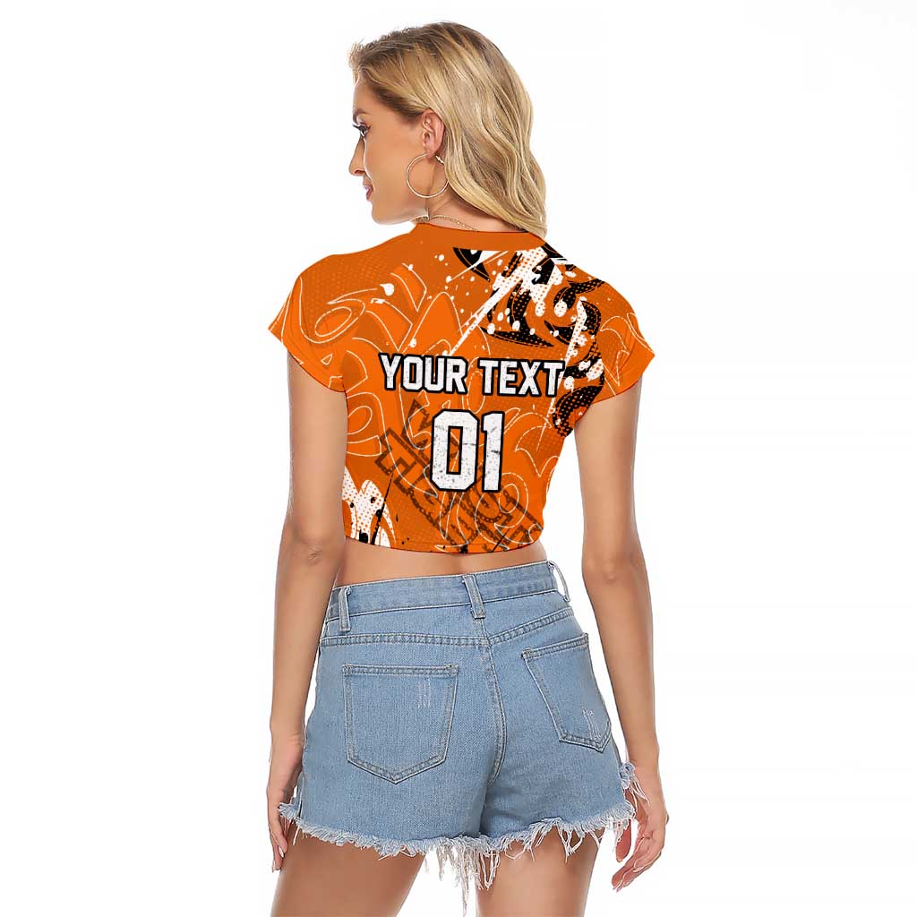 Personalized Wests Tigers Rugby Raglan Cropped T Shirt Urban Street Graffiti Style - Distressed Splatter Elements