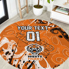 Personalized Wests Tigers Rugby Round Carpet Urban Street Graffiti Style - Distressed Splatter Elements