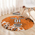Personalized Wests Tigers Rugby Round Carpet Urban Street Graffiti Style - Distressed Splatter Elements