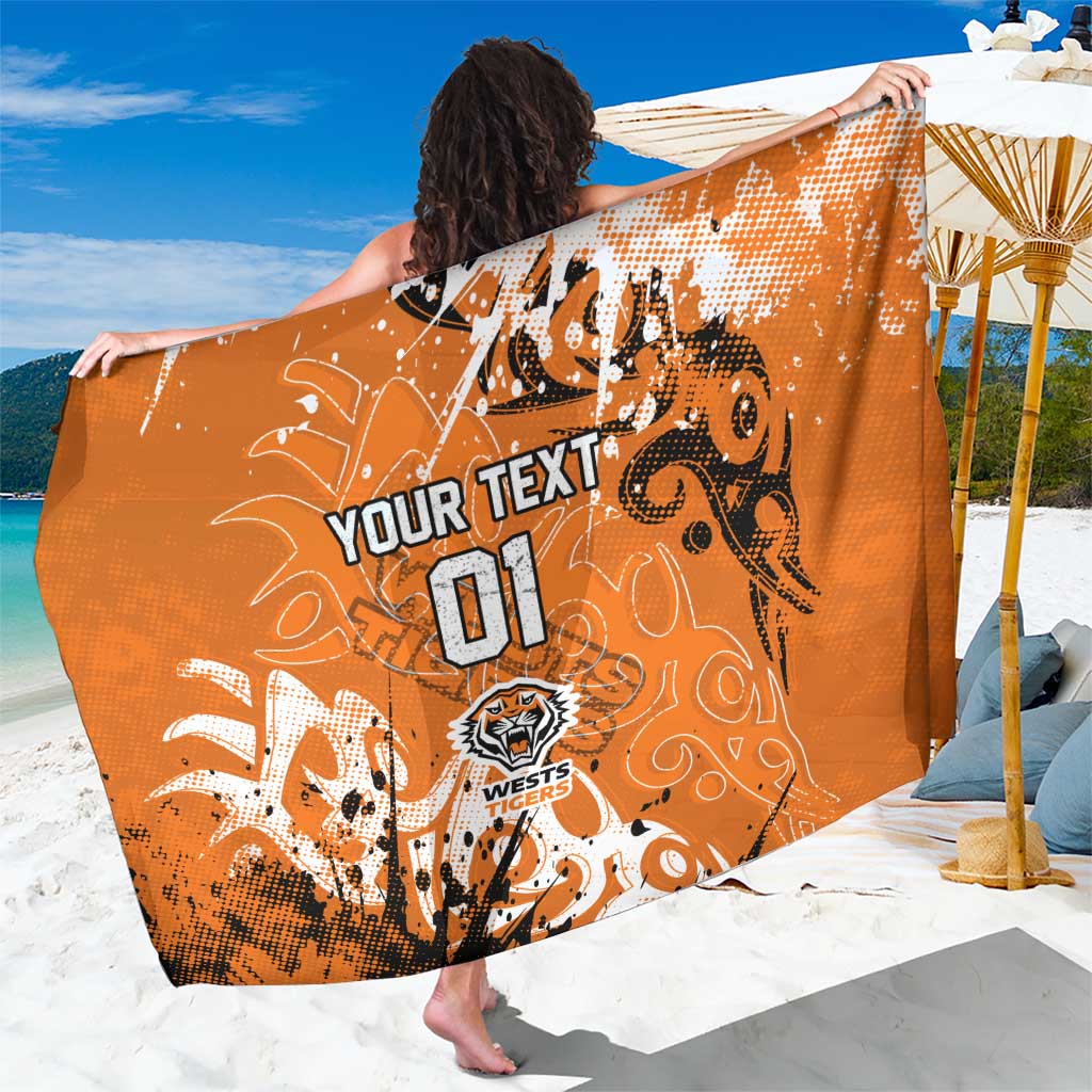 Personalized Wests Tigers Rugby Sarong Urban Street Graffiti Style - Distressed Splatter Elements