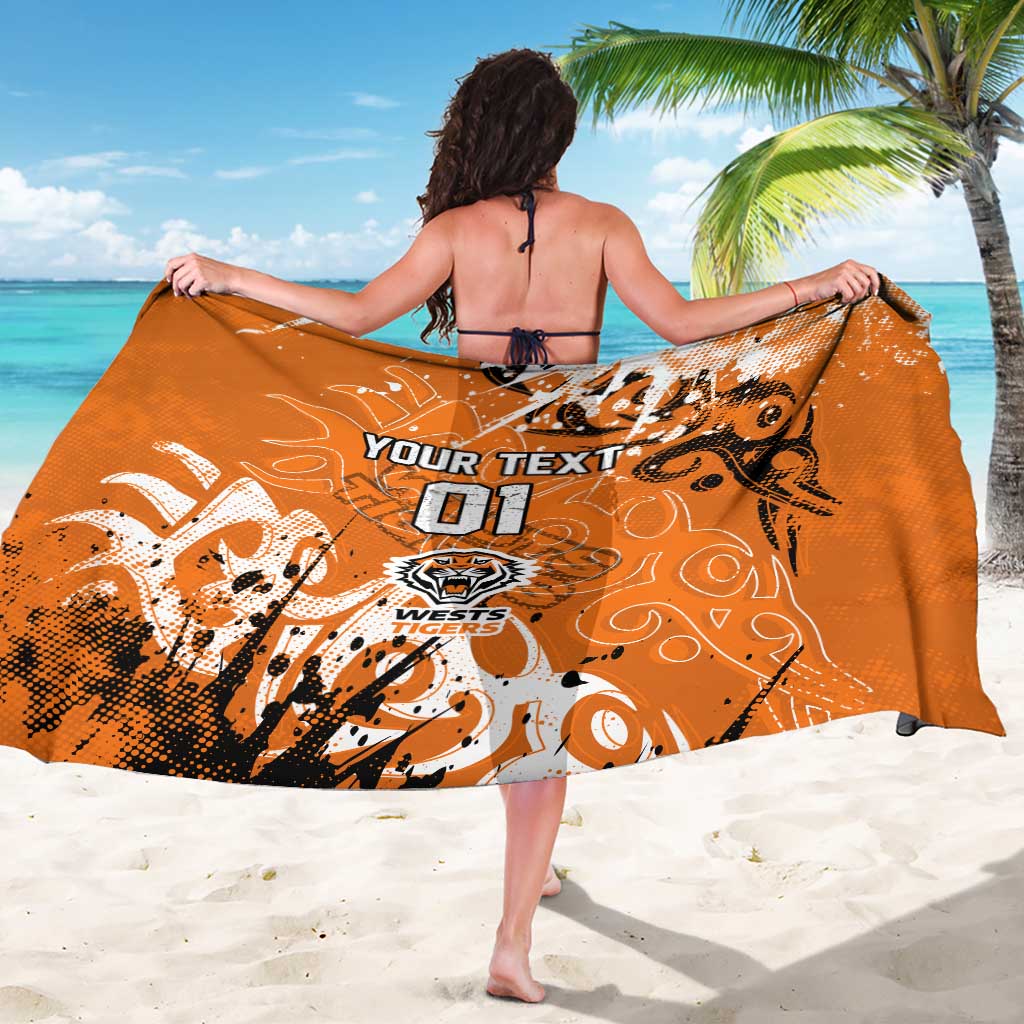 Personalized Wests Tigers Rugby Sarong Urban Street Graffiti Style - Distressed Splatter Elements