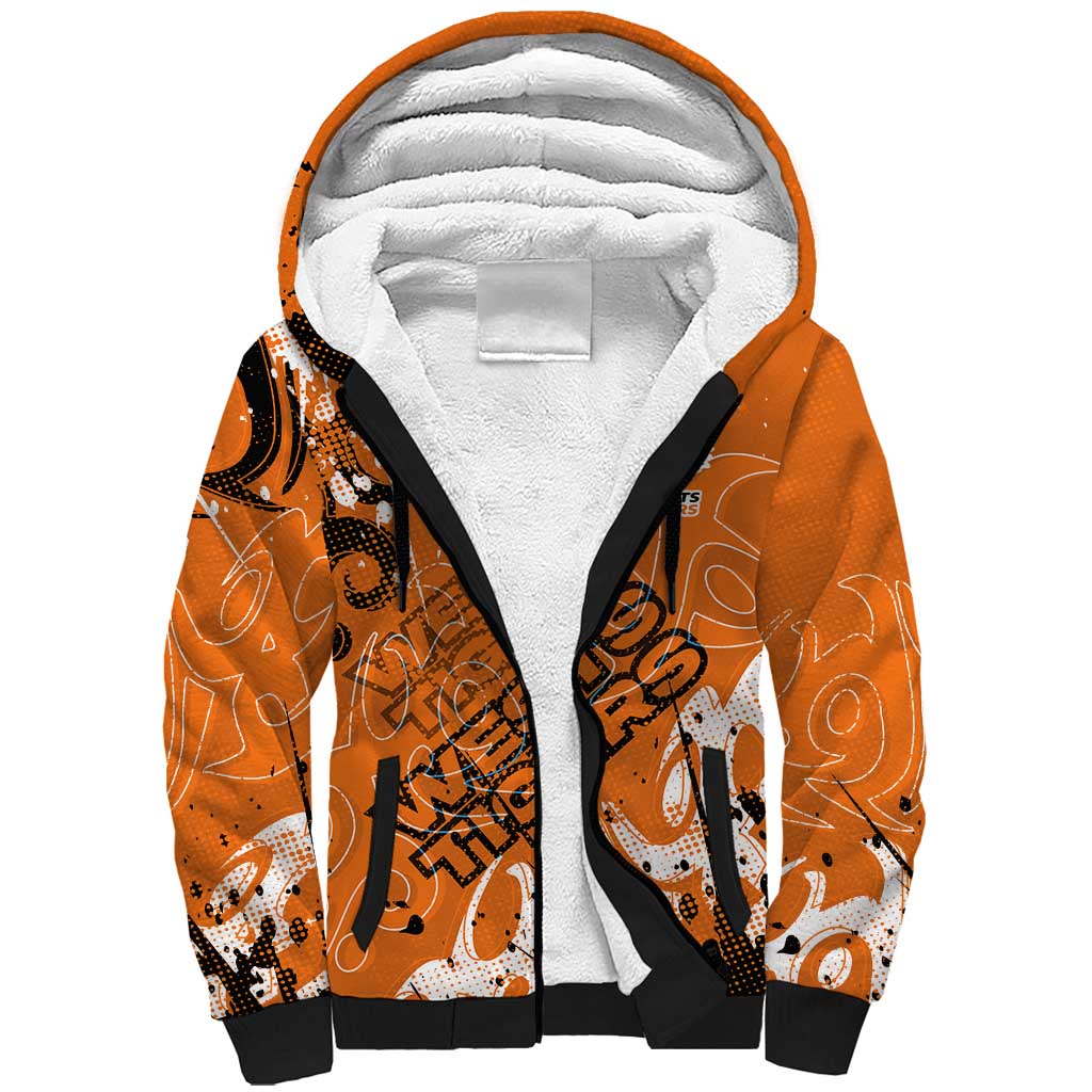 Personalized Wests Tigers Rugby Sherpa Hoodie Urban Street Graffiti Style - Distressed Splatter Elements