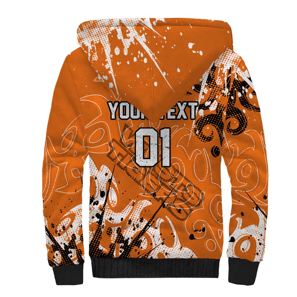 Personalized Wests Tigers Rugby Sherpa Hoodie Urban Street Graffiti Style - Distressed Splatter Elements