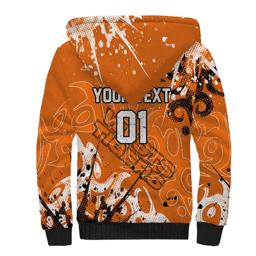 Personalized Wests Tigers Rugby Sherpa Hoodie Urban Street Graffiti Style - Distressed Splatter Elements