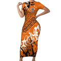 Personalized Wests Tigers Rugby Short Sleeve Bodycon Dress Urban Street Graffiti Style - Distressed Splatter Elements