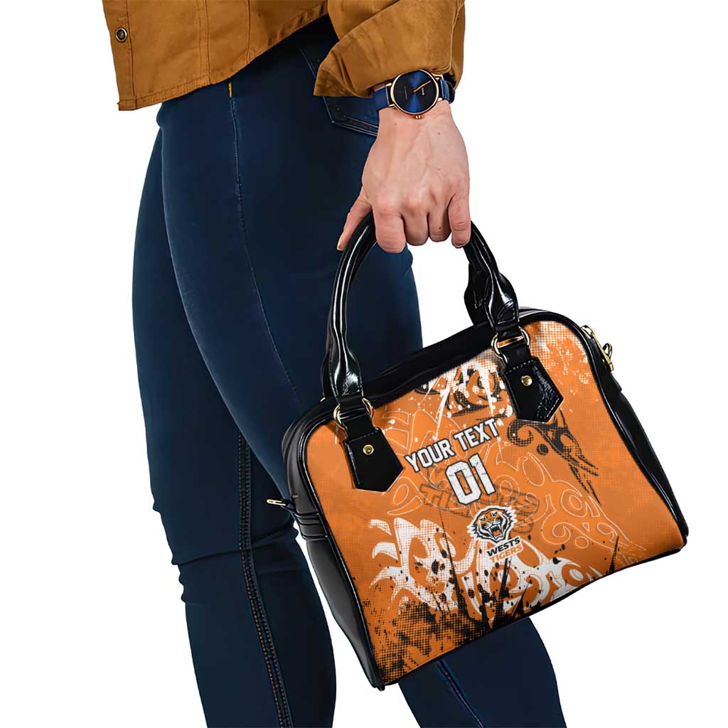 Personalized Wests Tigers Rugby Shoulder Handbag Urban Street Graffiti Style - Distressed Splatter Elements