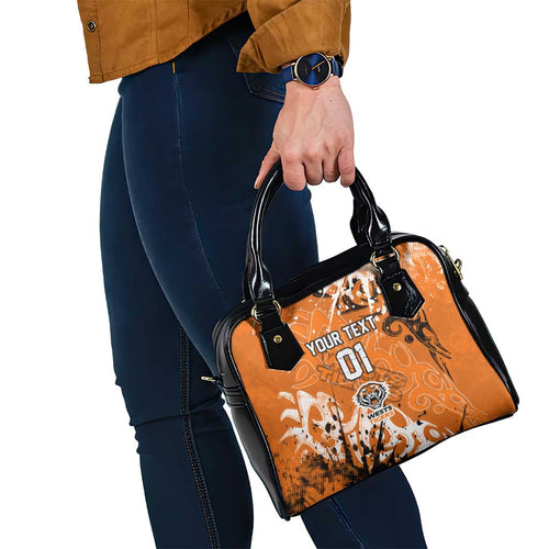 Personalized Wests Tigers Rugby Shoulder Handbag Urban Street Graffiti Style - Distressed Splatter Elements