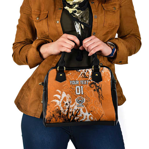 Personalized Wests Tigers Rugby Shoulder Handbag Urban Street Graffiti Style - Distressed Splatter Elements