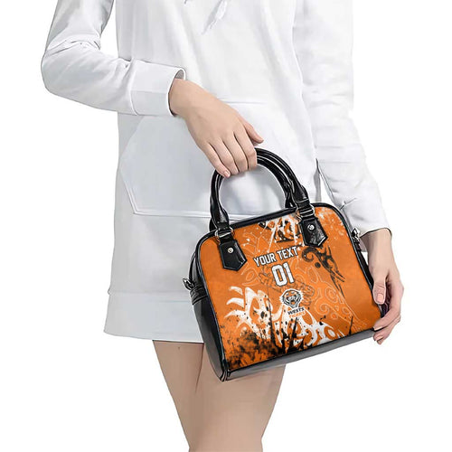 Personalized Wests Tigers Rugby Shoulder Handbag Urban Street Graffiti Style - Distressed Splatter Elements