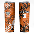 Personalized Wests Tigers Rugby Skinny Tumbler Urban Street Graffiti Style - Distressed Splatter Elements