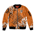 Personalized Wests Tigers Rugby Sleeve Zip Bomber Jacket Urban Street Graffiti Style - Distressed Splatter Elements