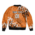 Personalized Wests Tigers Rugby Sleeve Zip Bomber Jacket Urban Street Graffiti Style - Distressed Splatter Elements