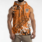 Personalized Wests Tigers Rugby Sleeveless Hoodie Urban Street Graffiti Style - Distressed Splatter Elements